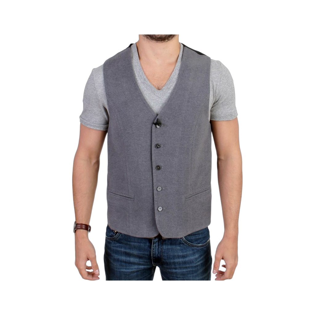 Gray cotton blend casual vest