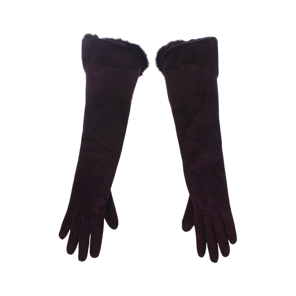 Purple Mink Fur Goatskin Suede Leather Gloves