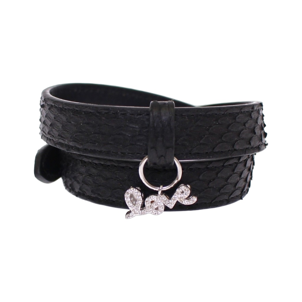 Snakeskin CZ LOVE 925 Silver Bracelet