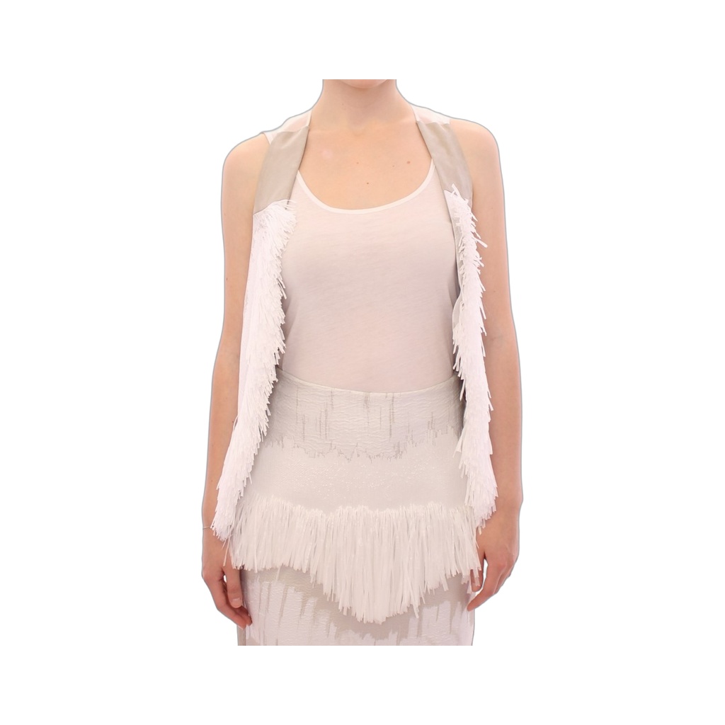 White Lashes Open Back Vest Jacket