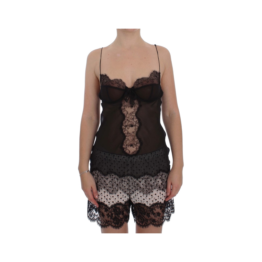 Black Silk Lace Babydoll Lingerie Top