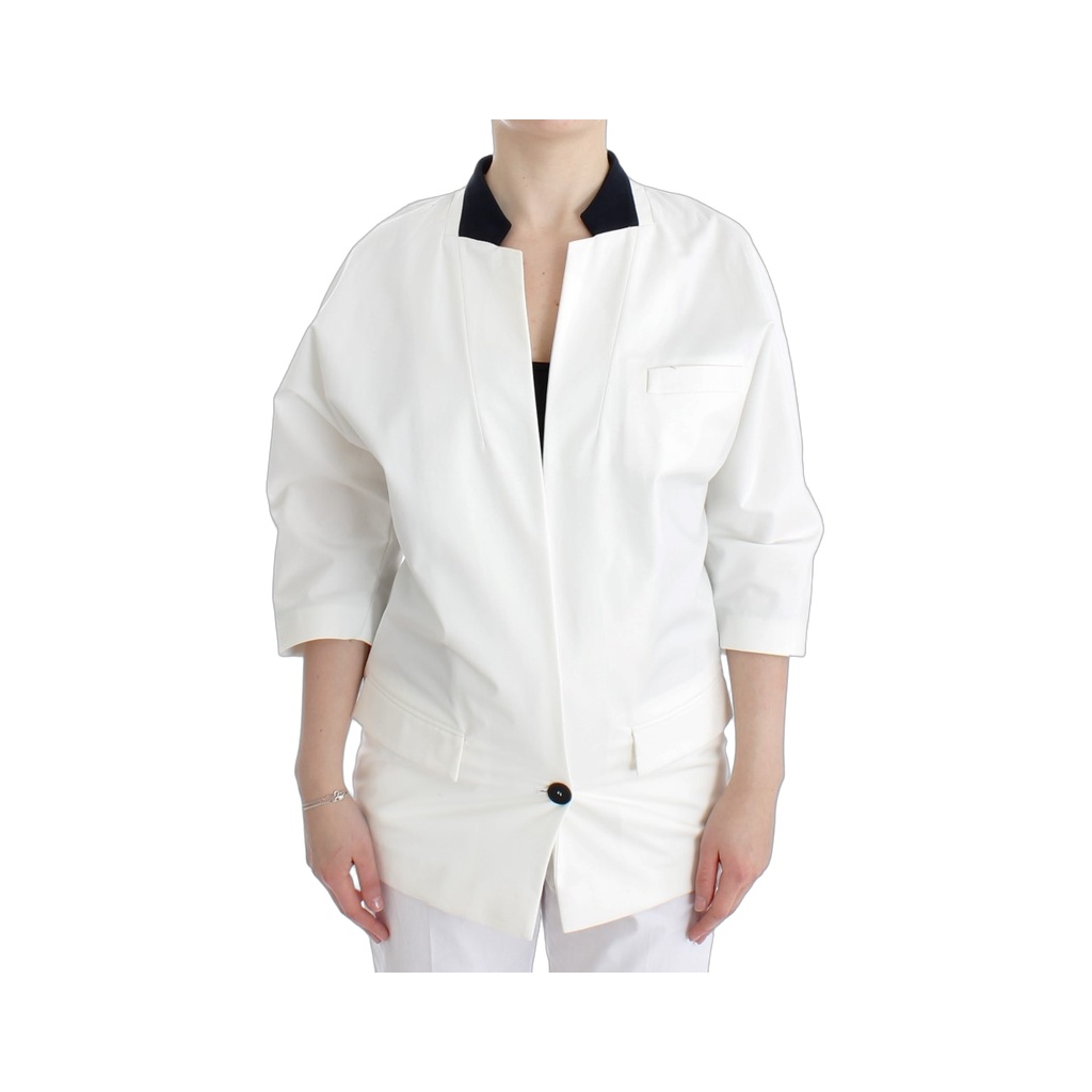 White Cotton Blend Oversized Blazer Jacket