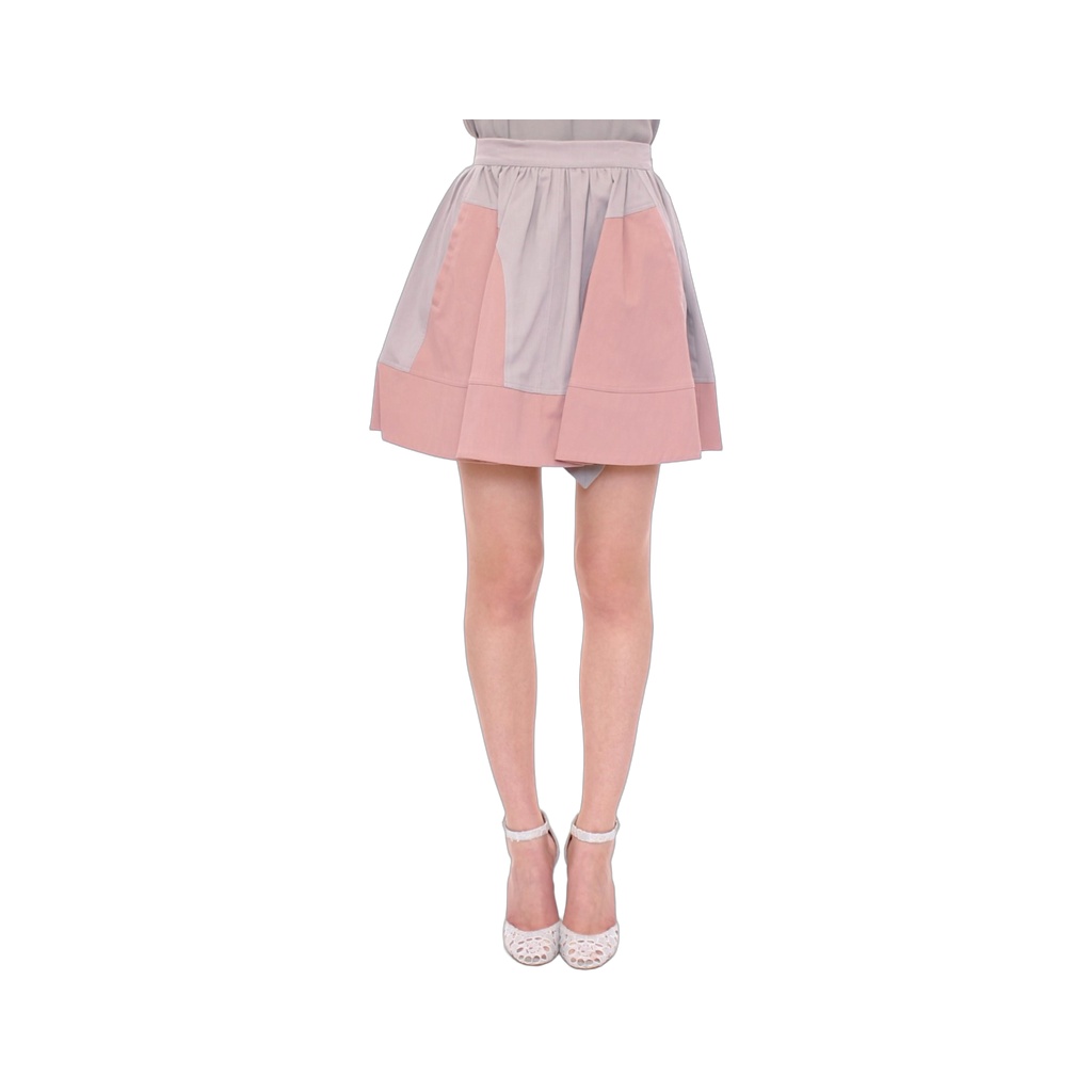 Sleek Pleated Mini Skirt in Pink and Gray