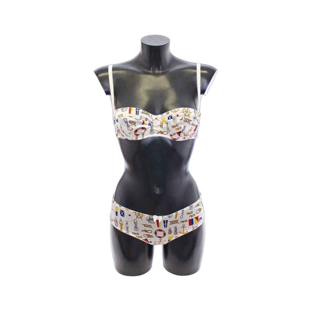 White Sailor Bra Panty Stretch Underwear