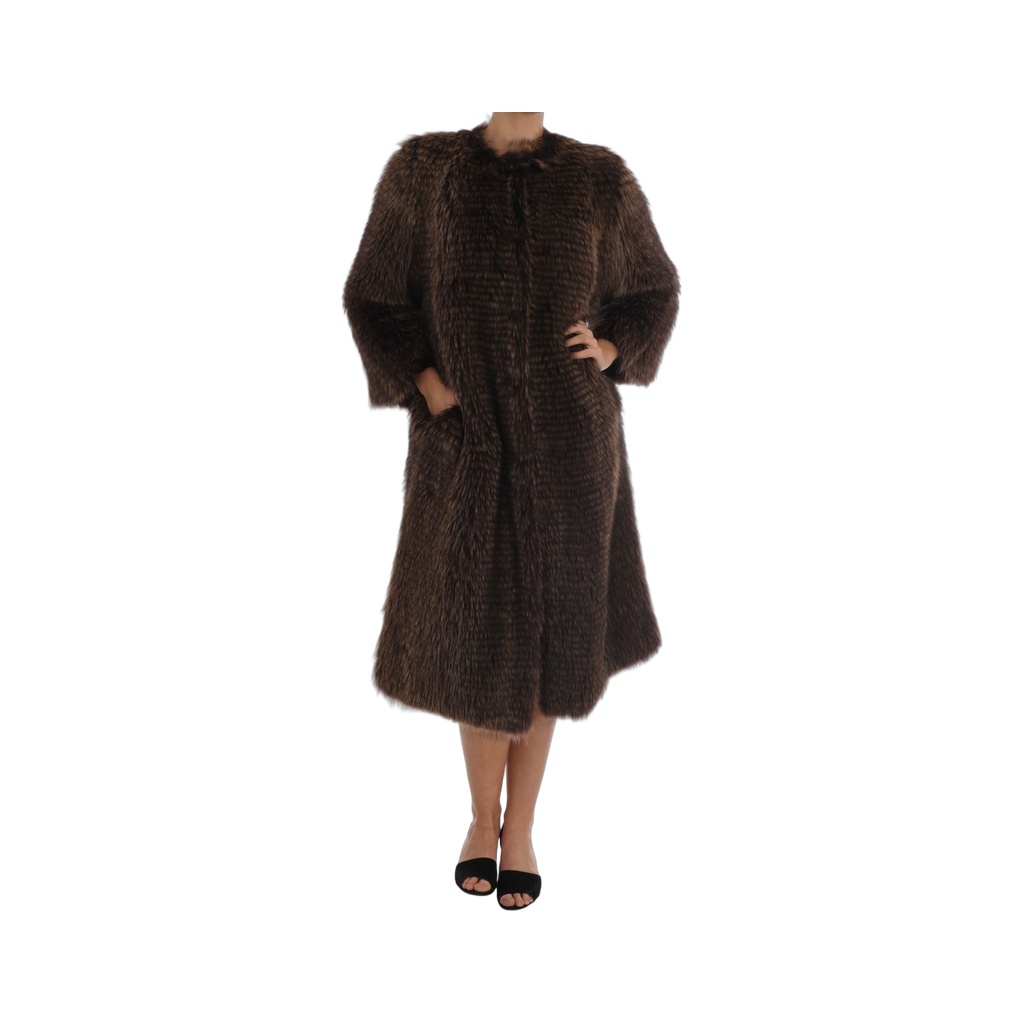 Brown Raccoon Fur Coat Jacket