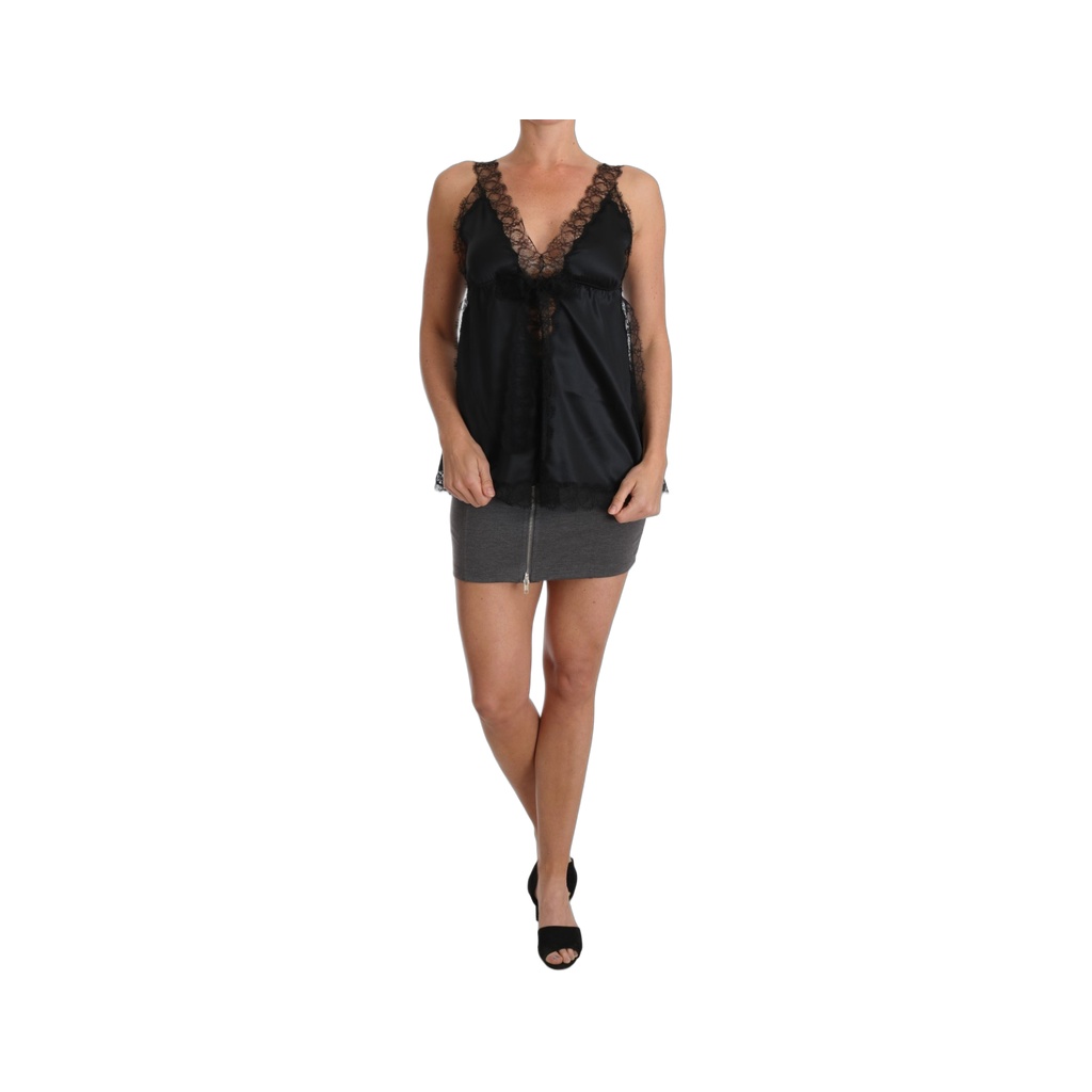 Lingerie Cami Black Lace Silk Stretch