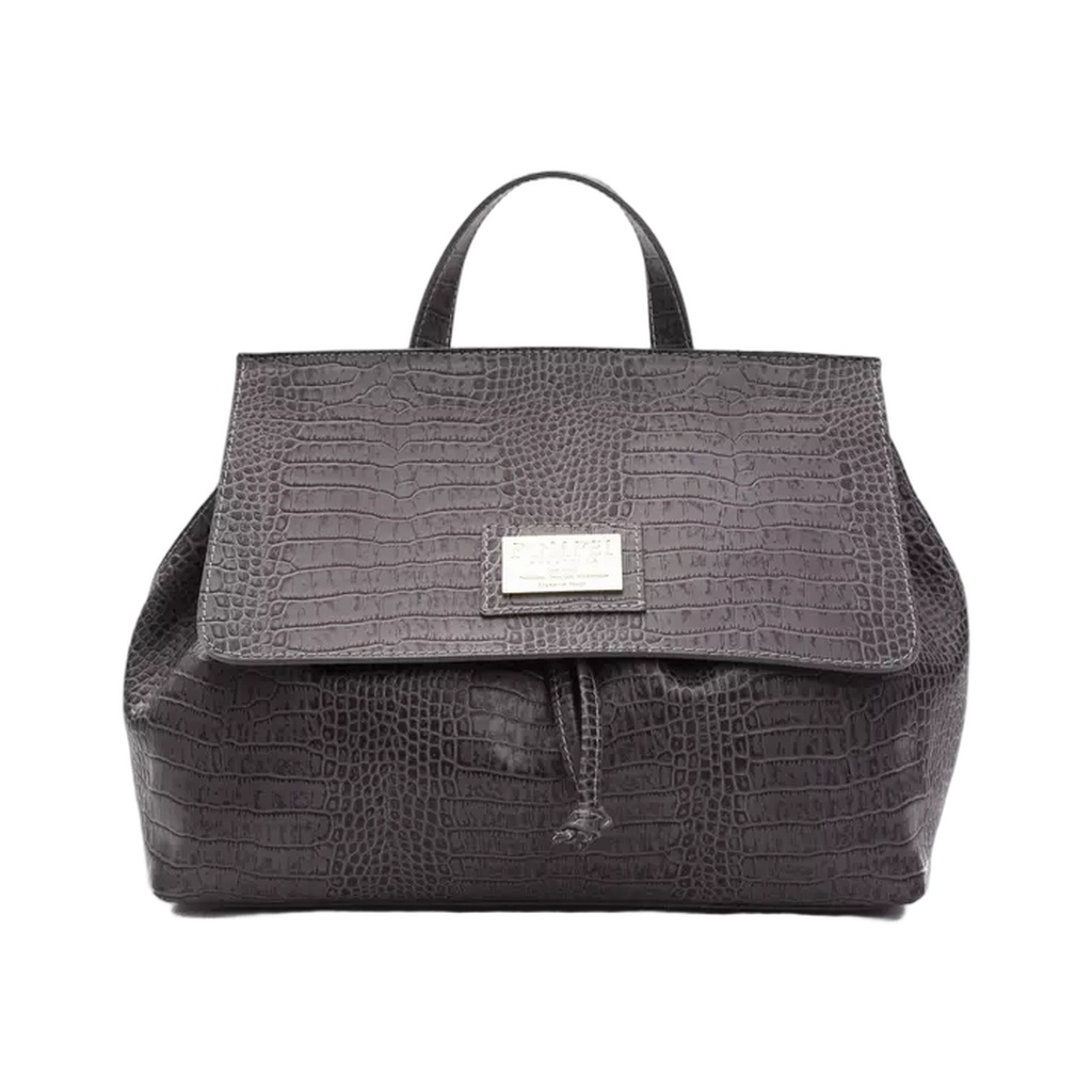 Gray Leather Women Shoulder Bag