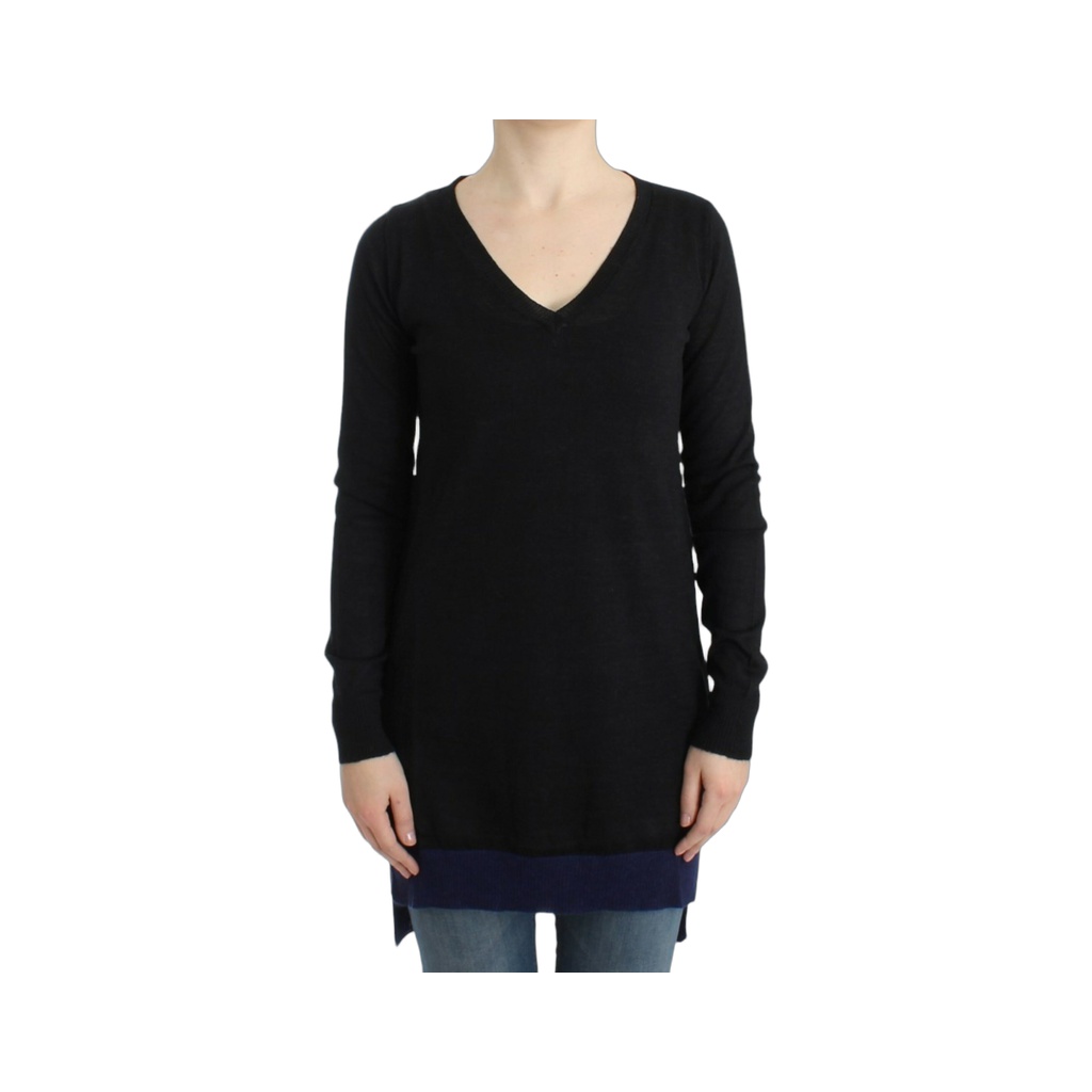 Black V-neck lightweight sweater
