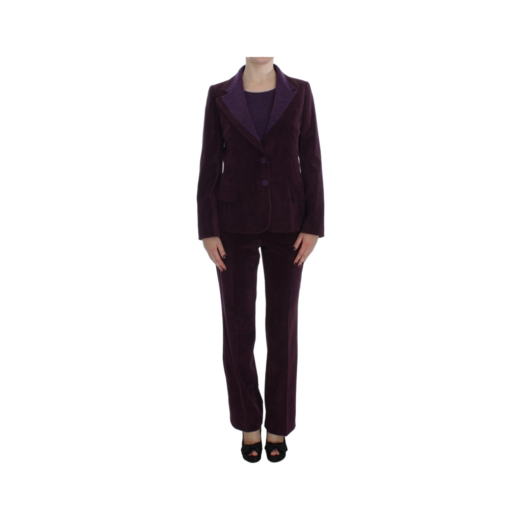 Elegant Purple Wool Blend Three Piece Suit Set