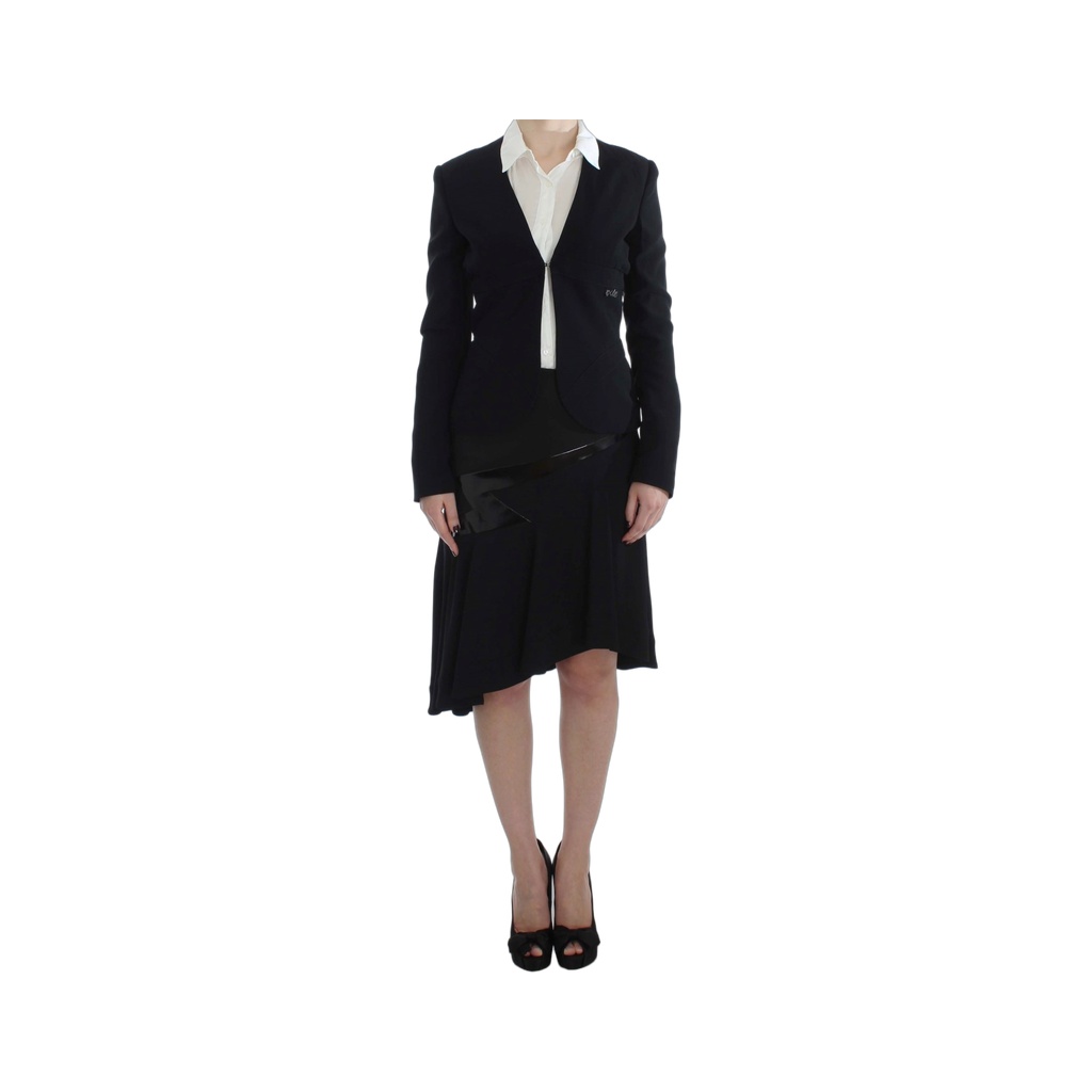 Black Blue Two Piece Suit Skirt & Blazer