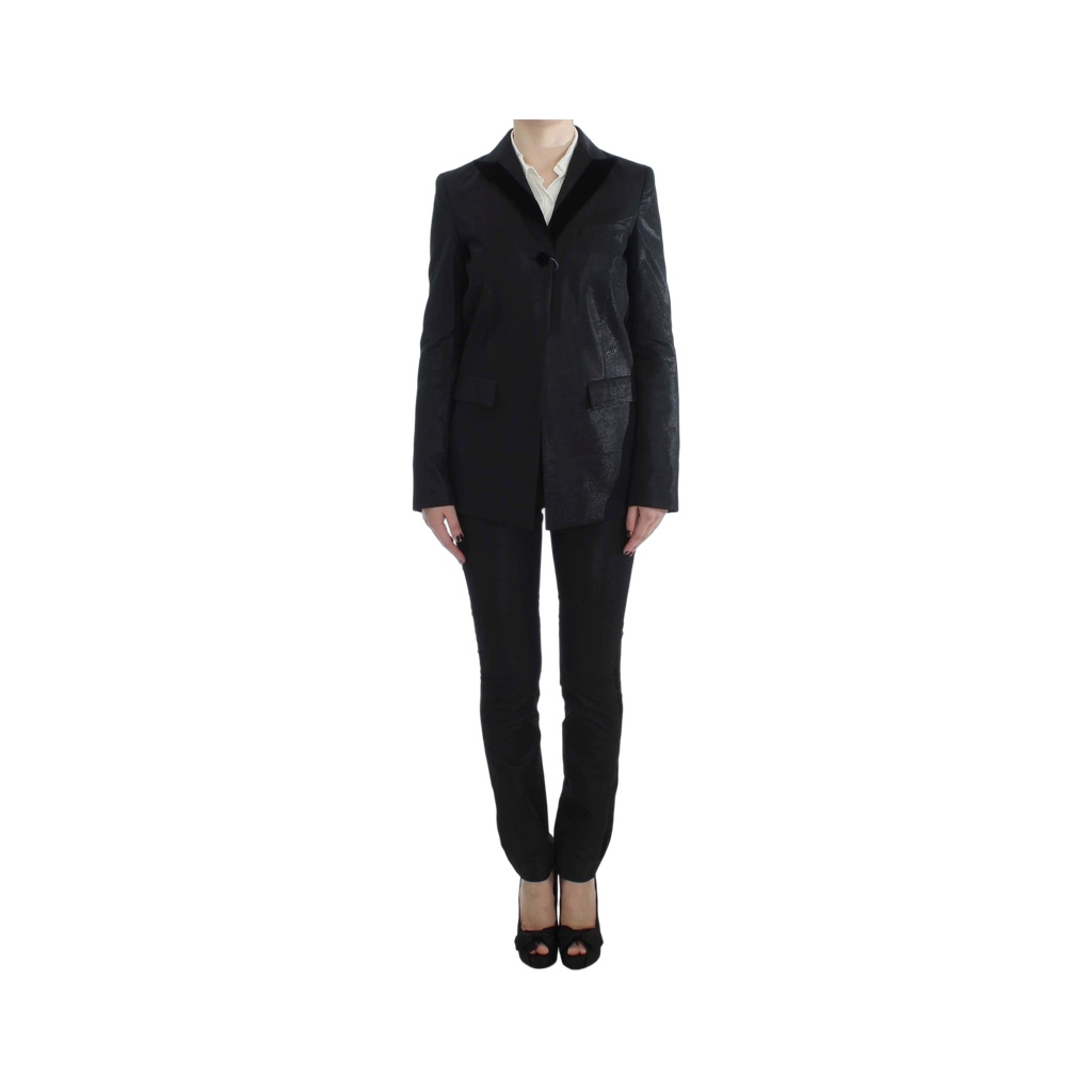 Black One Button Three Piece Suit