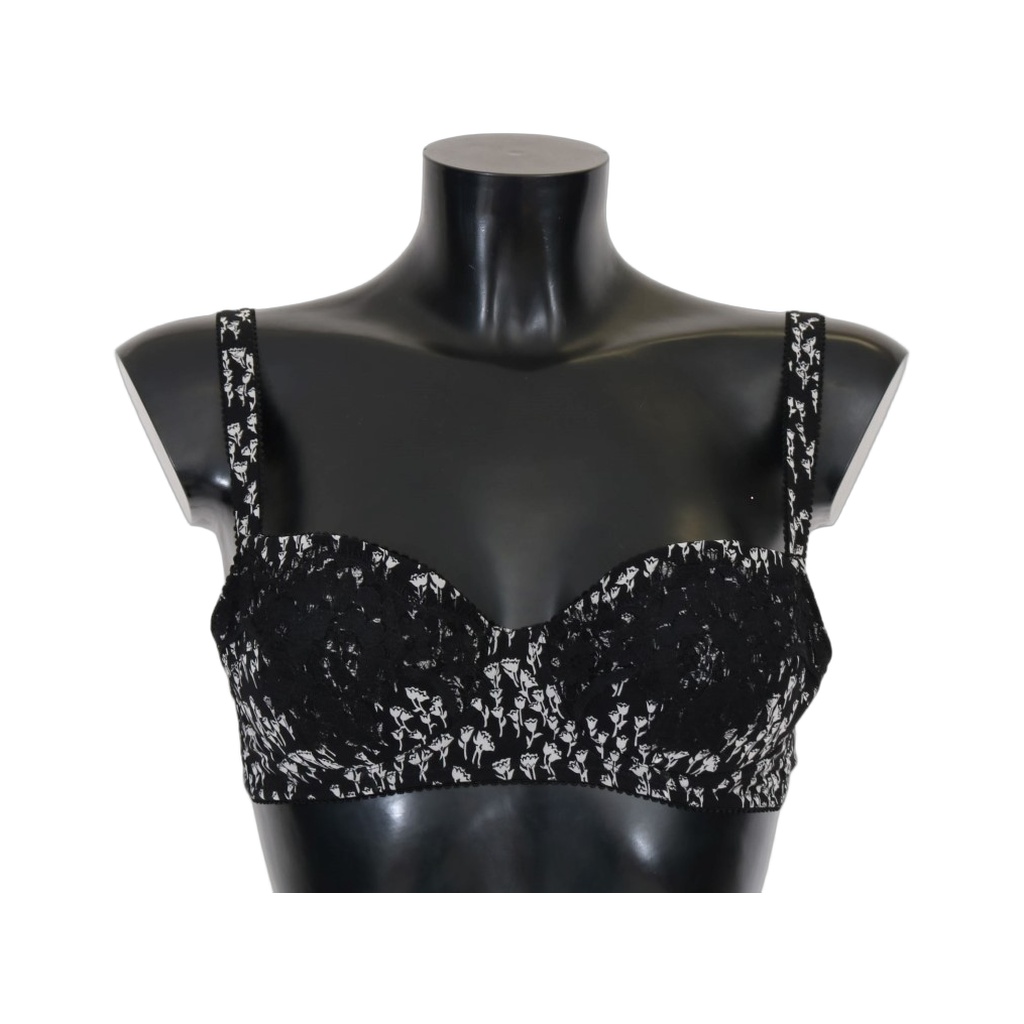 Black Silk White Lace Stretch Underwear Bra