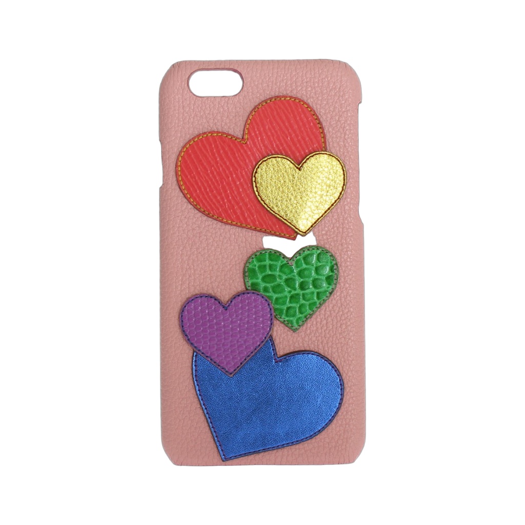 Pink Leather Heart Phone Cover