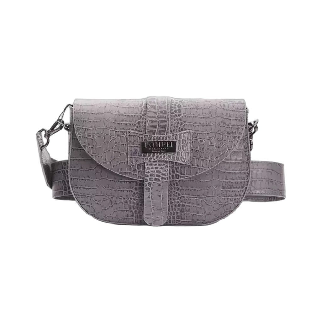 Gray Leather Women Crossbody Bag