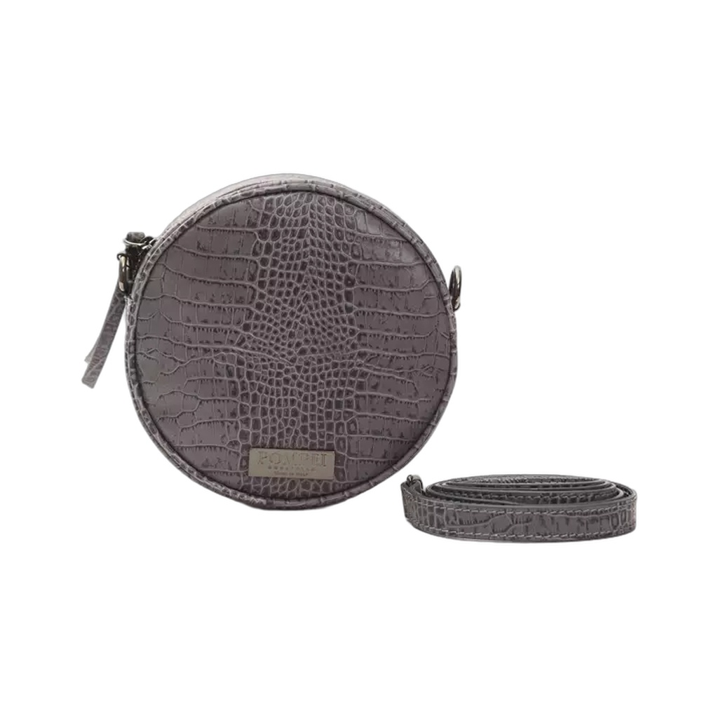 Gray Leather Women Crossbody Bag