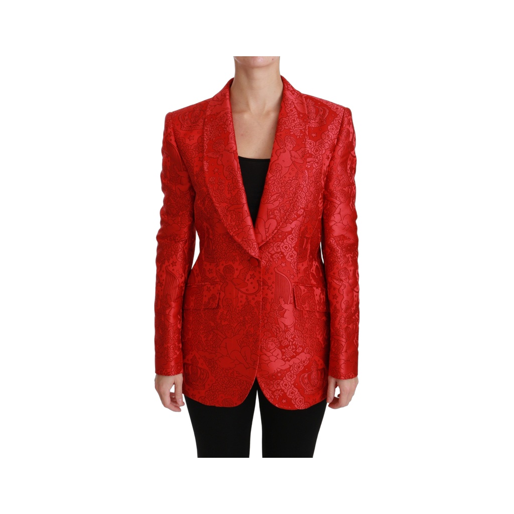 Red Floral Angel Pattern Blazer