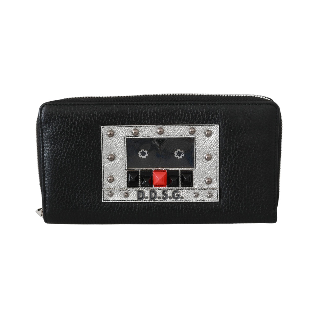 Elegant Black Leather Zip Continental Wallet