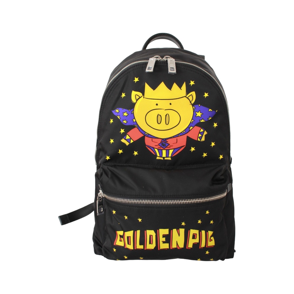 Black Golden Pig of the Year School Backpack