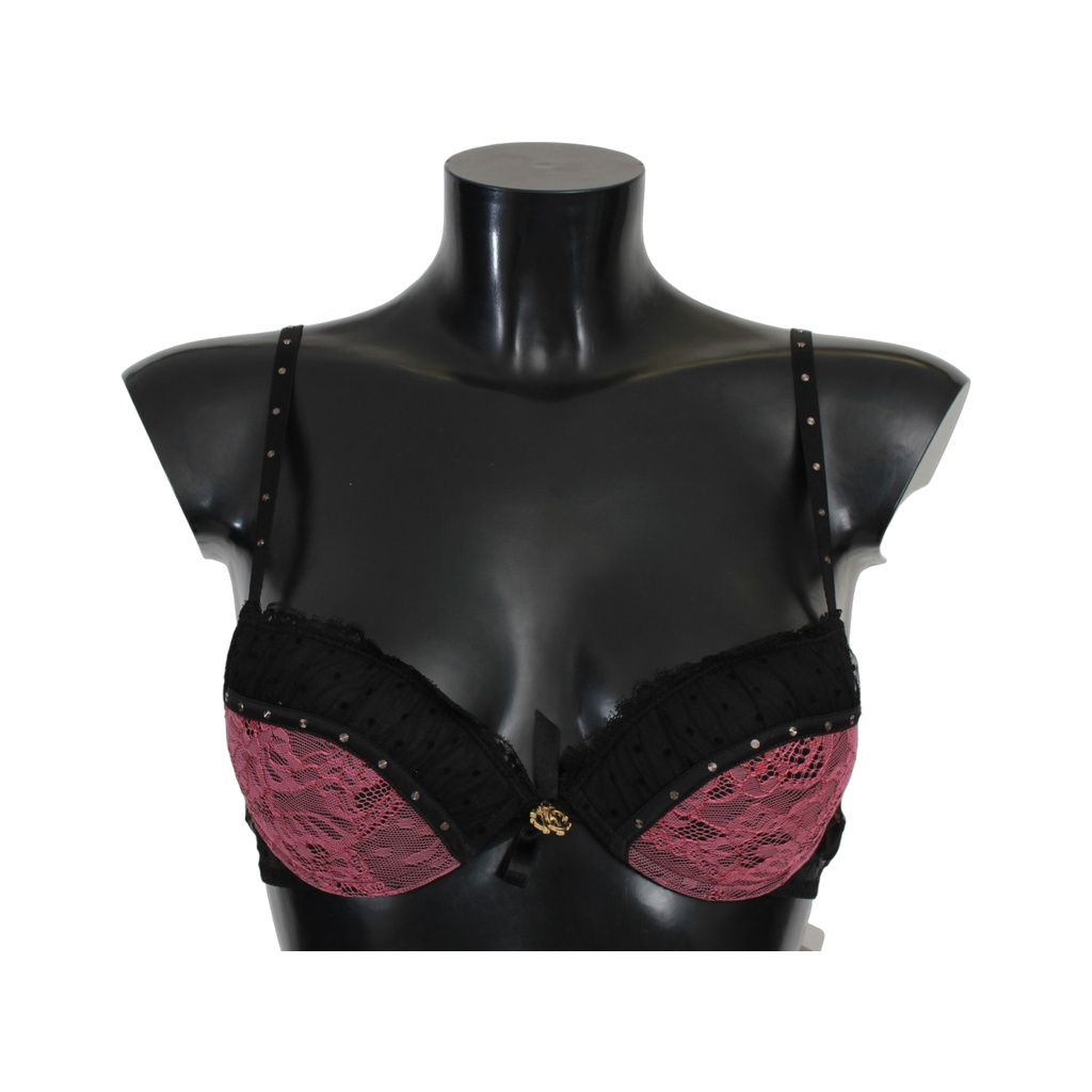 Black Pink Lace Push Up Bra Underwear