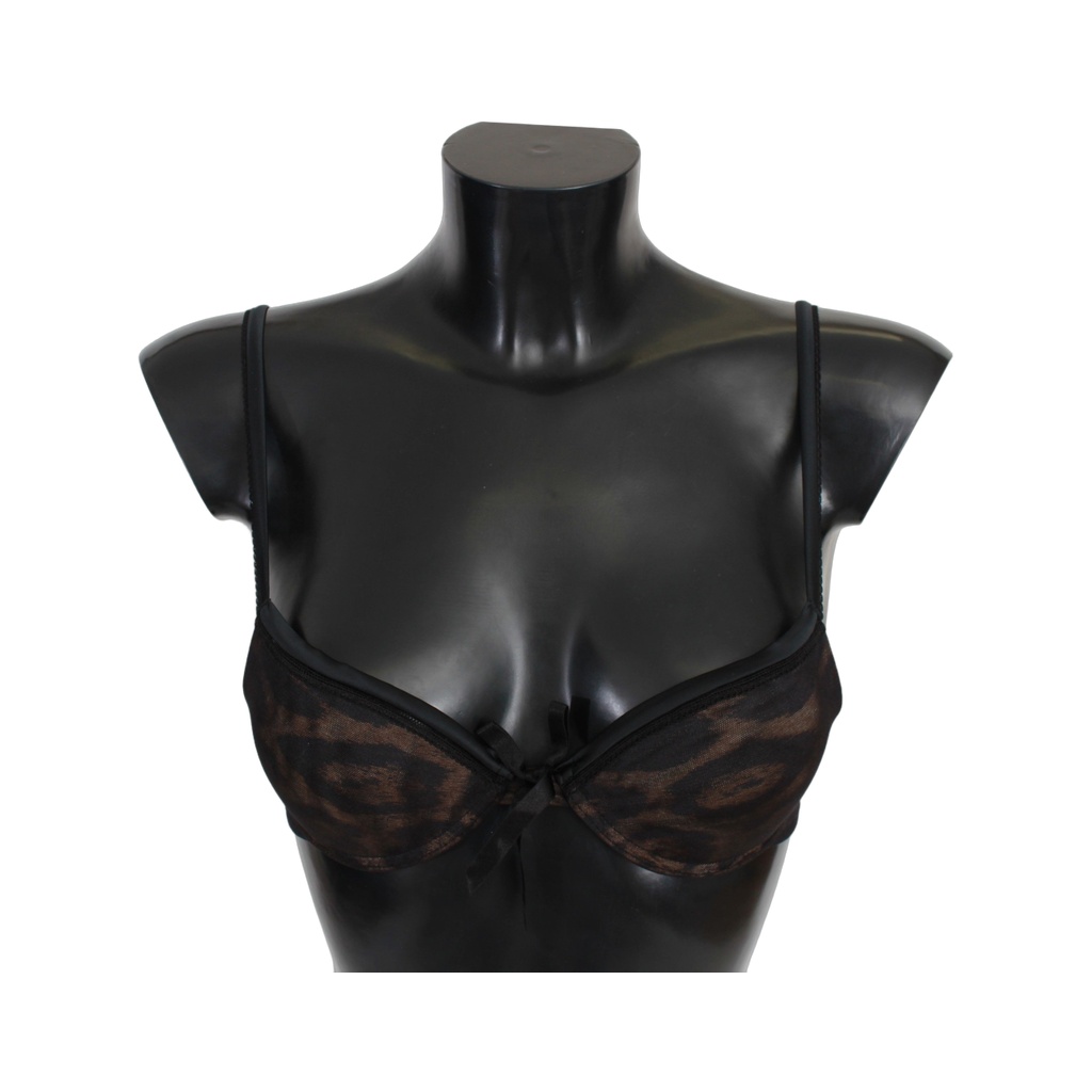 Black Leopard Nylon Push Up Bra Underwear