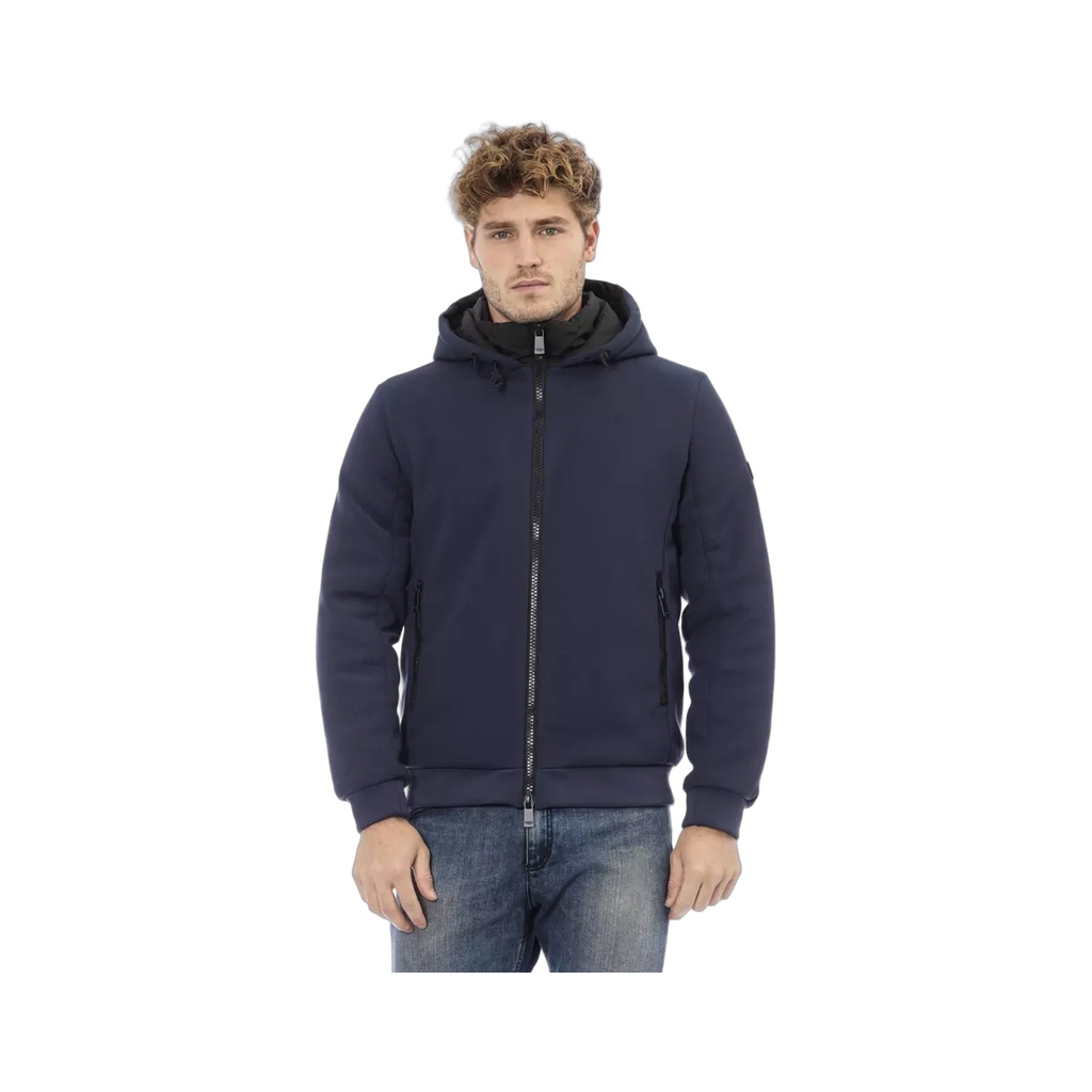 Blue Polyester Men Jacket