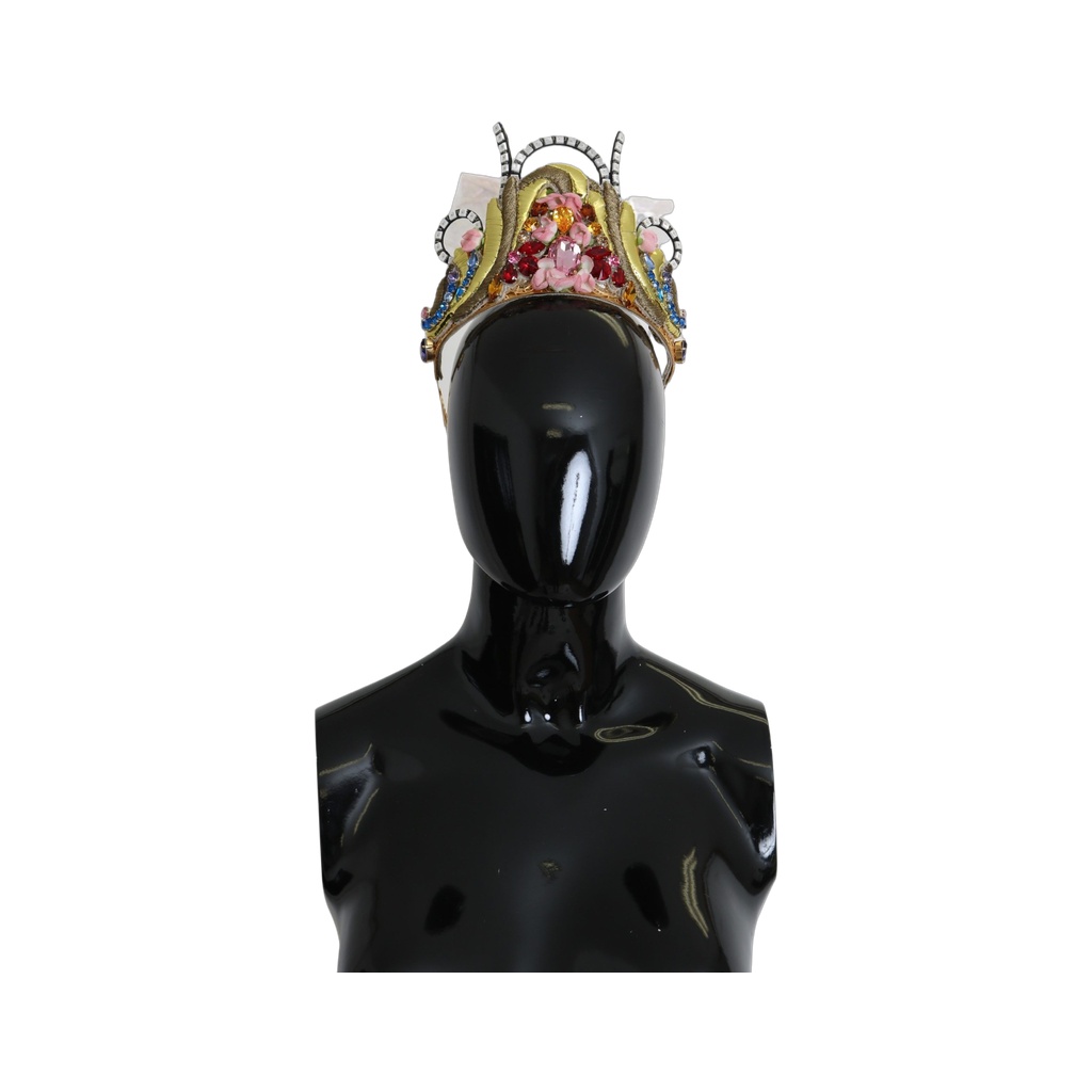 Gold Brass Floral Crystals LED Lights Crown Tiara Diadem