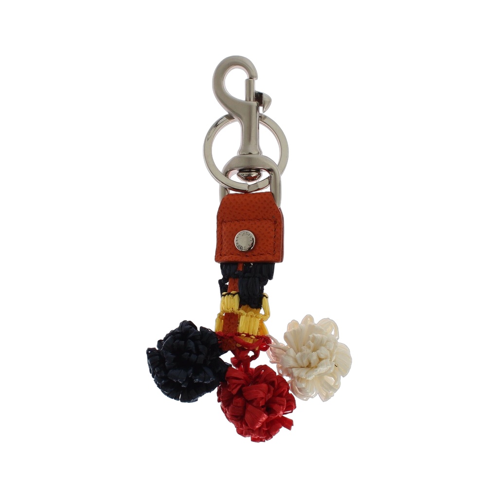 Multicolor Raffia Leather Clasp Finder Chain Keyring