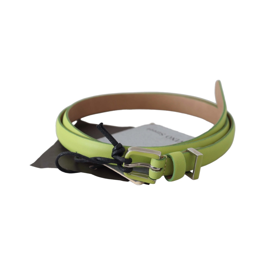 Green Leather Chartreuse Silver Green Buckle Belt