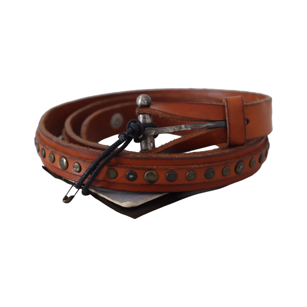 Brown Genuine Leather Rustic Silver Buckle Belt