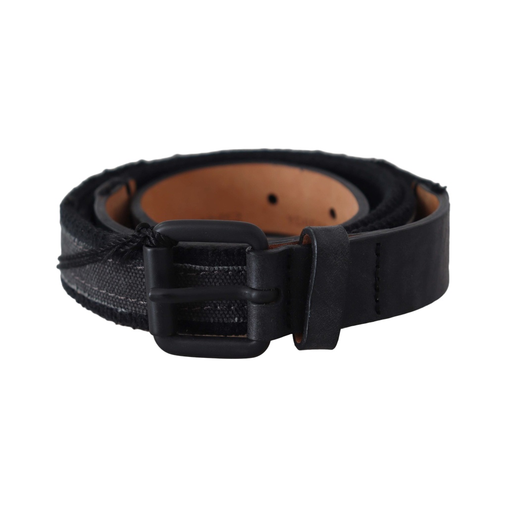 Black Leather Logo Buckle Waist