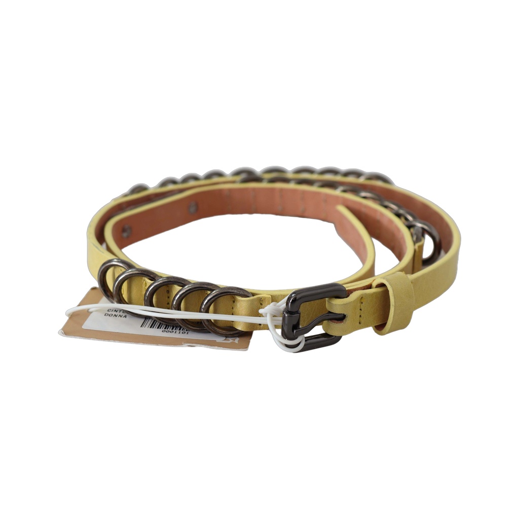 Yellow Leather Luxury Slim Buckle Fancy Belt