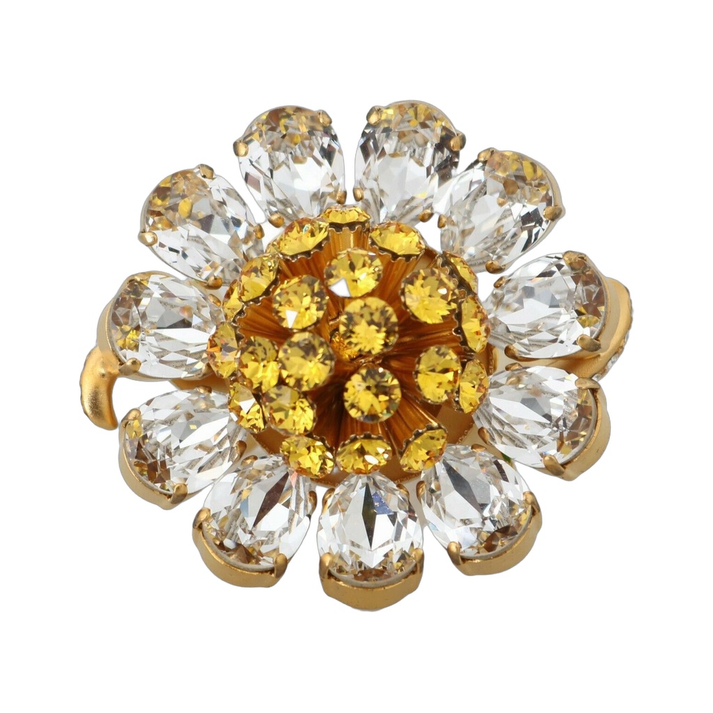 Crystal Flower Statement Ring Size US 7.5