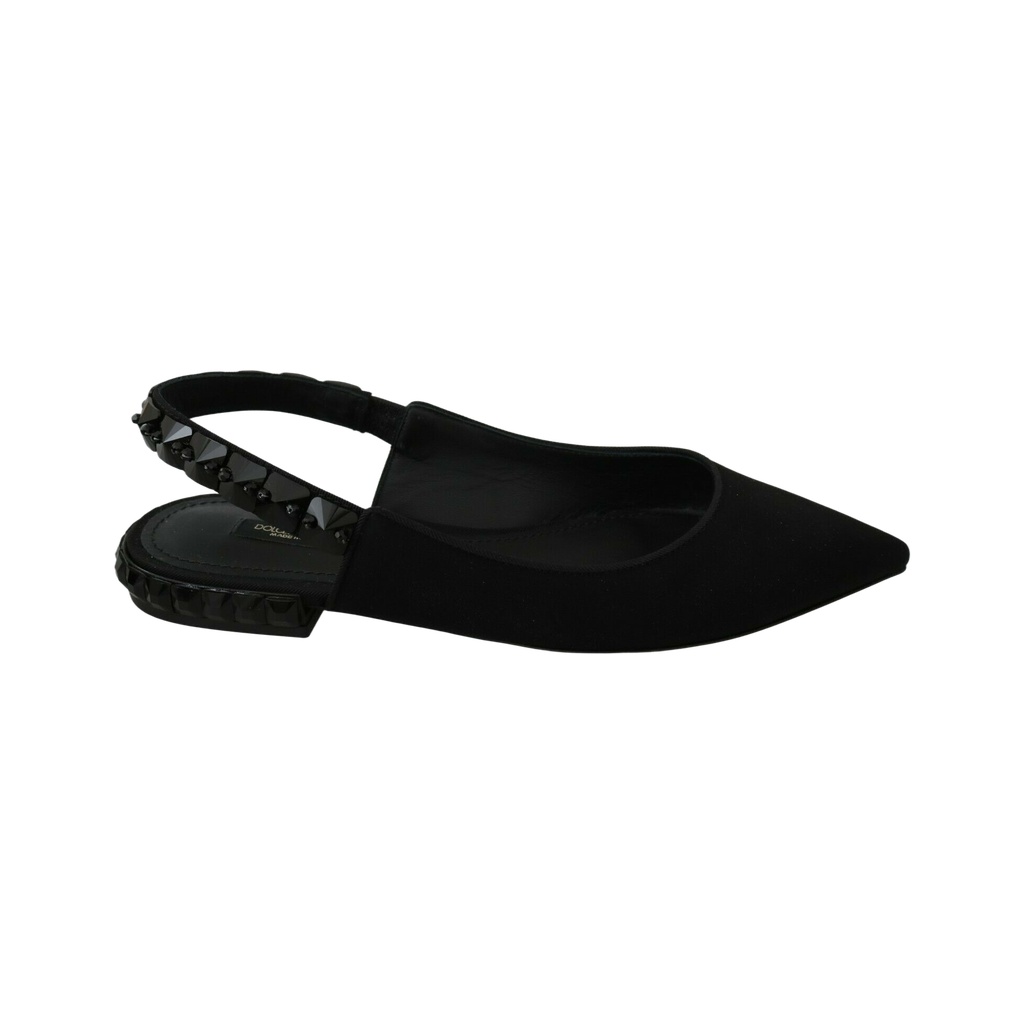 Black Flats Slingback Charmeuse Shoes