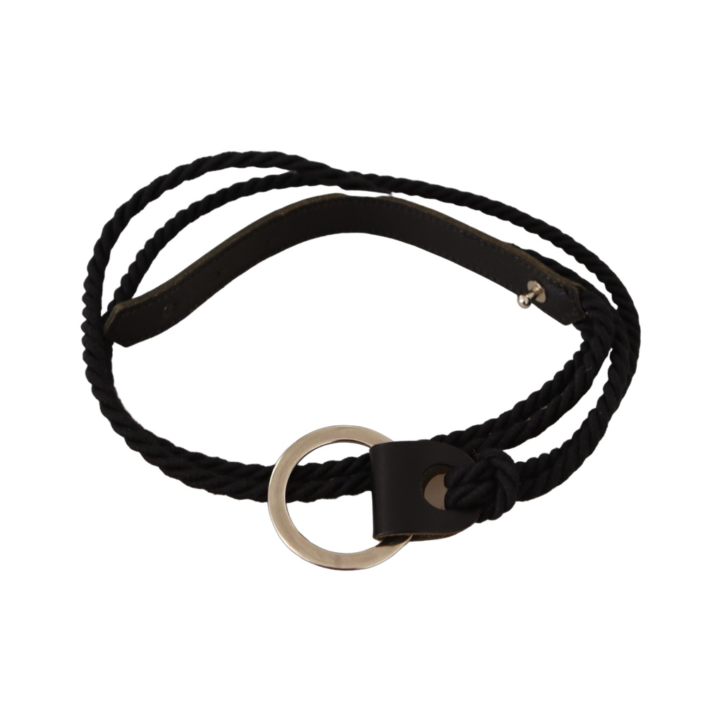 Black Leather Slim Women Waistband Metal Buckle Belt