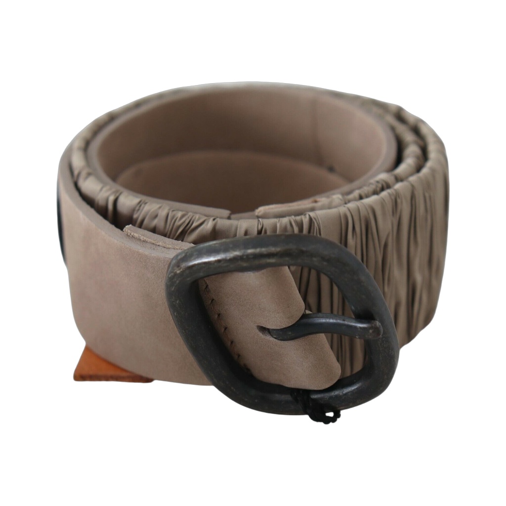 Brown Solid Leather Waist Metal Buckle Belt