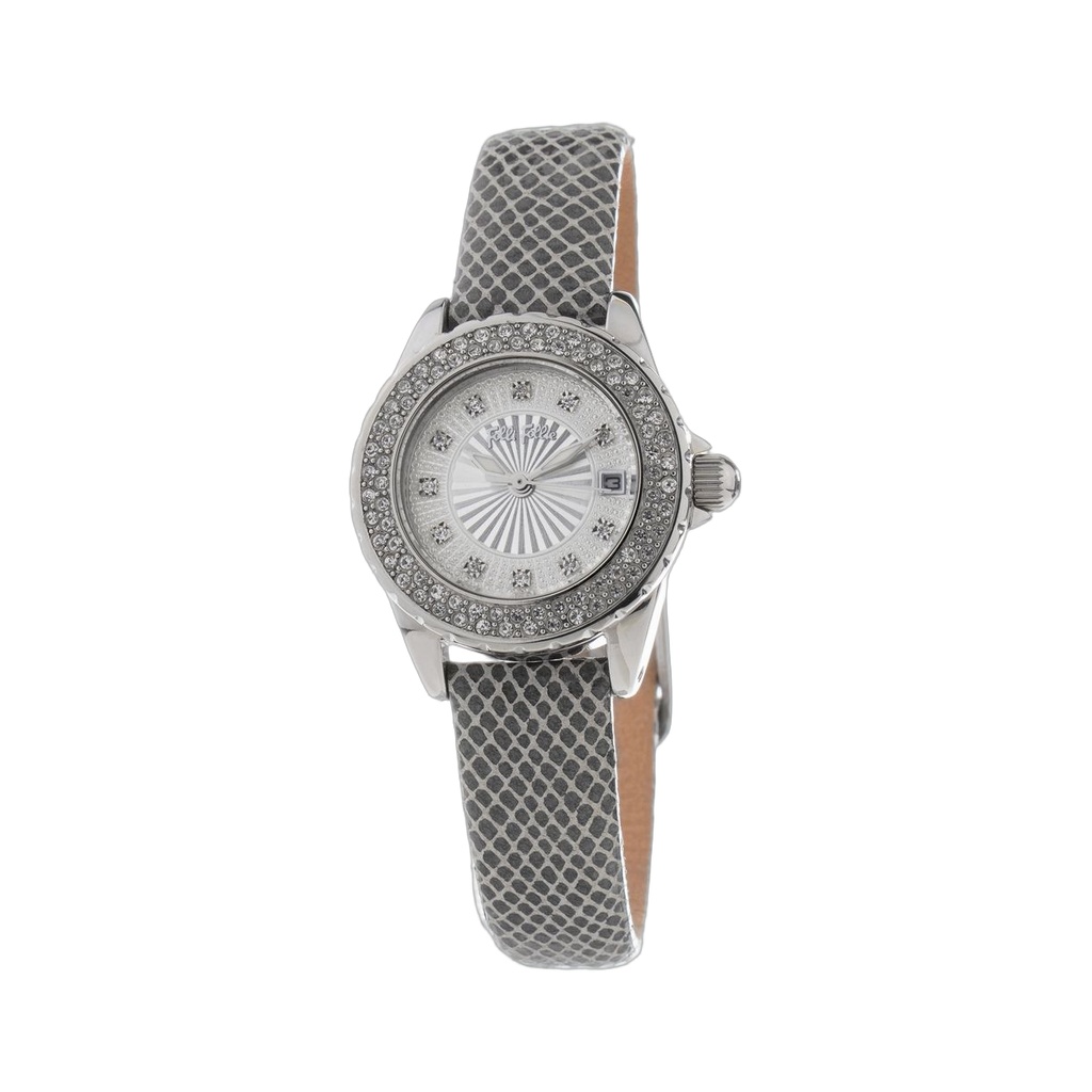 Gray Leather Dress Watch