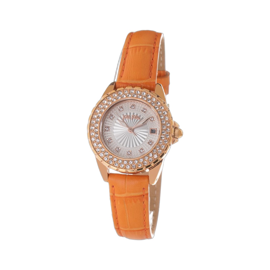 Orange Leather Dress Watch