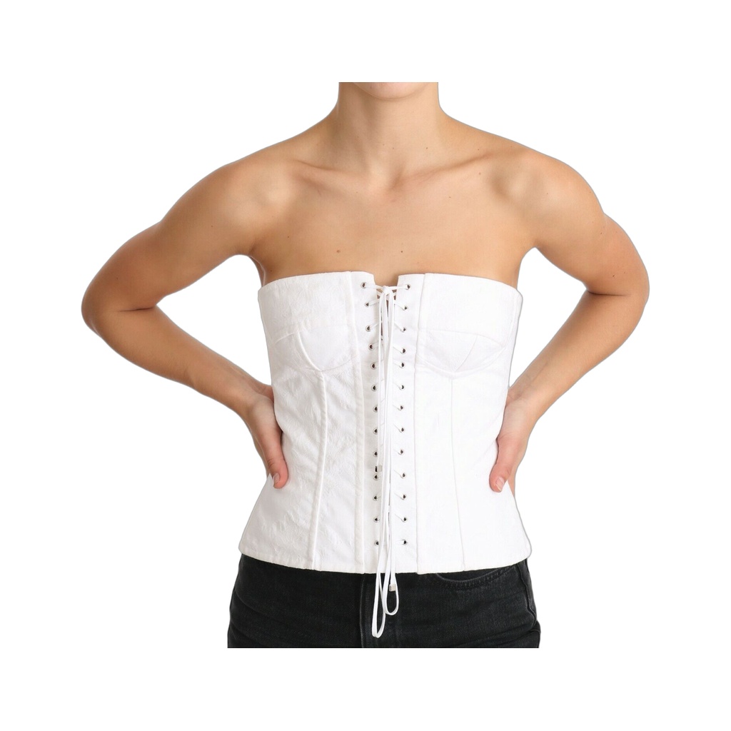 White PALERMO Bustier Cotton Top Corset