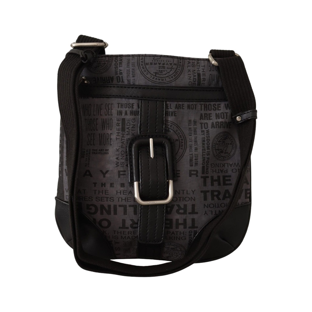 Gray Printed Logo Shoulder Crossbody Purse Bag