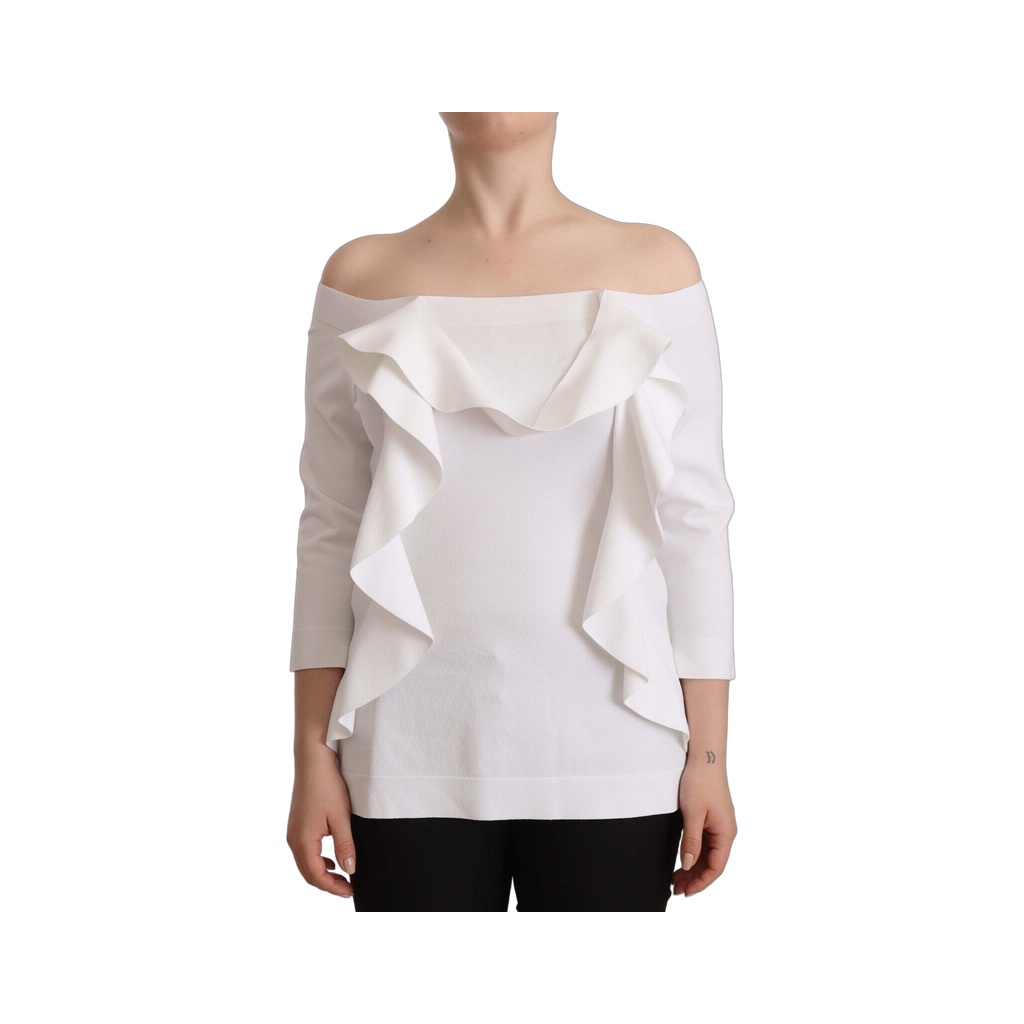 White Long Sleeves Off Shoulder Women Top Blouse