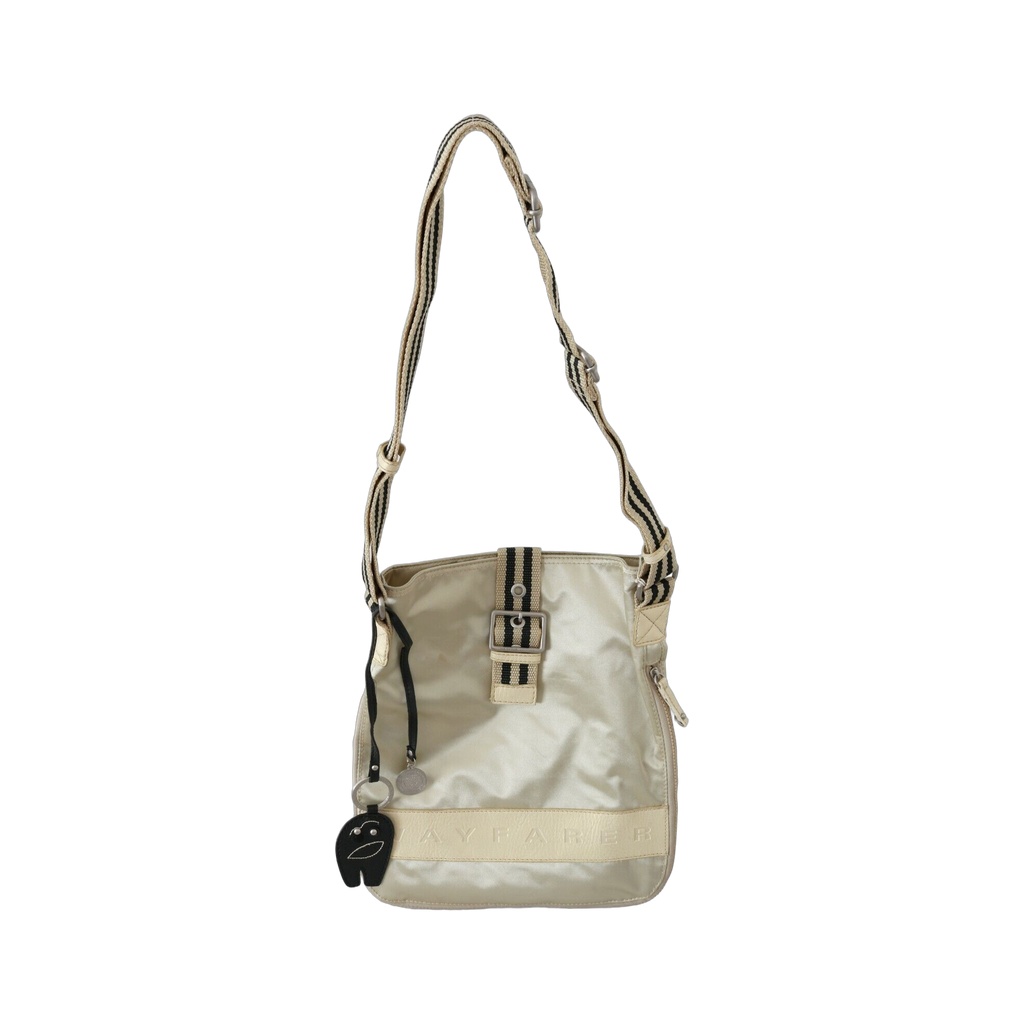 Beige Handbag Shoulder Tote Fabric Purse