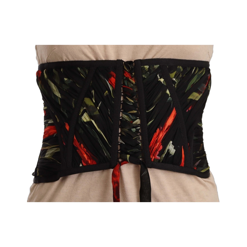 Black Corset Belt Stretch Waist Strap Silk Top