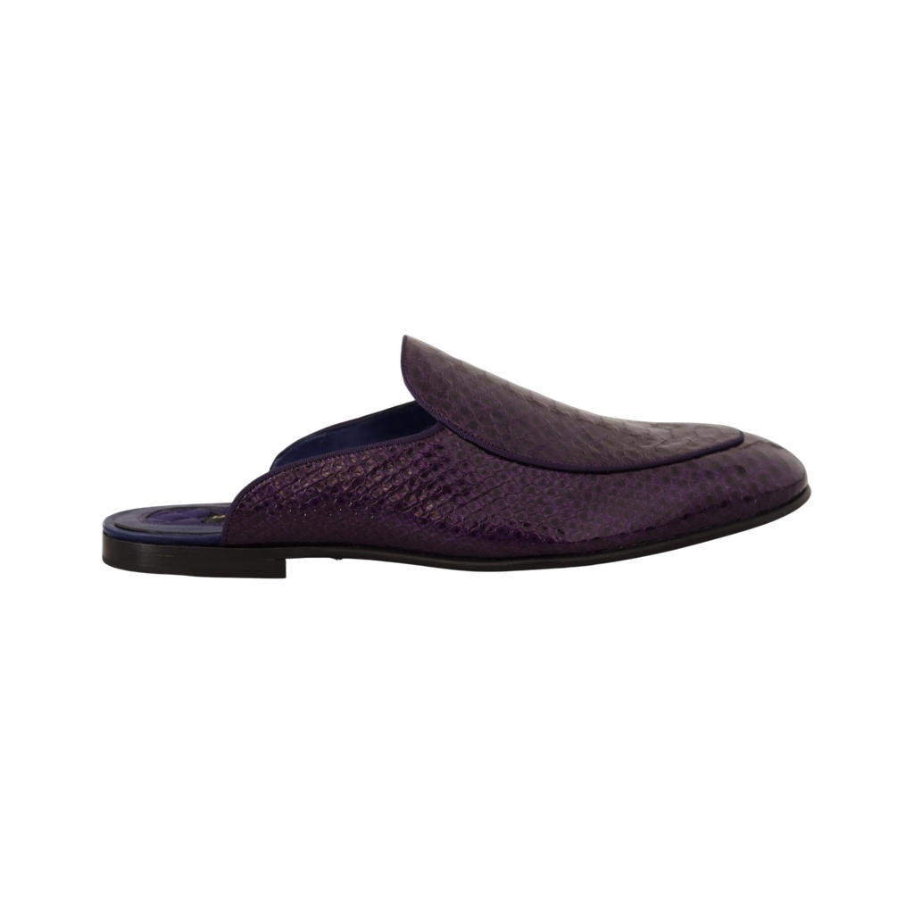 Purple Exotic Leather Flats Slides Shoes