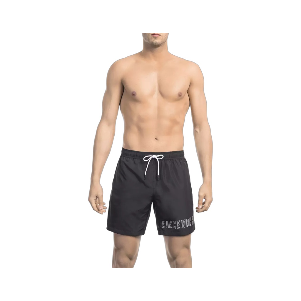Black Polyester Men Swim Short