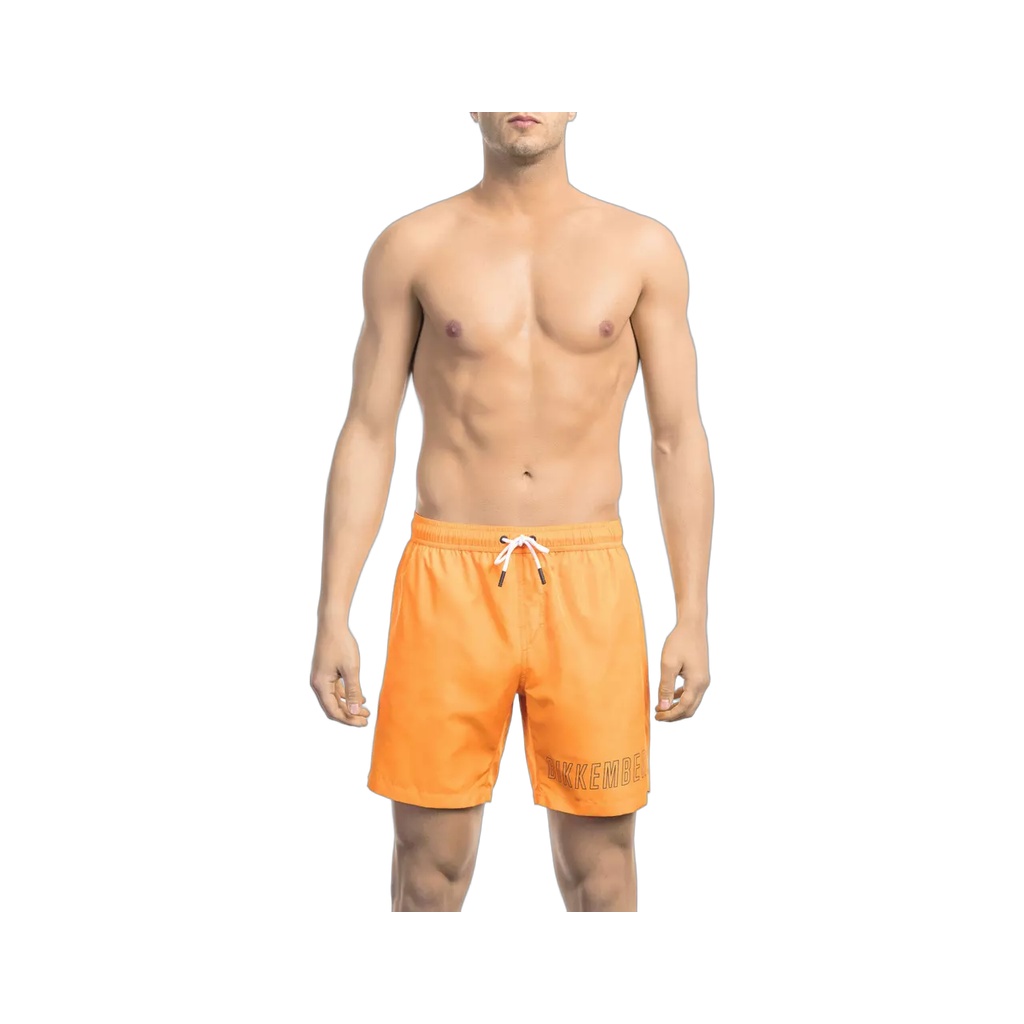 Orange Polyester Men Swim Short