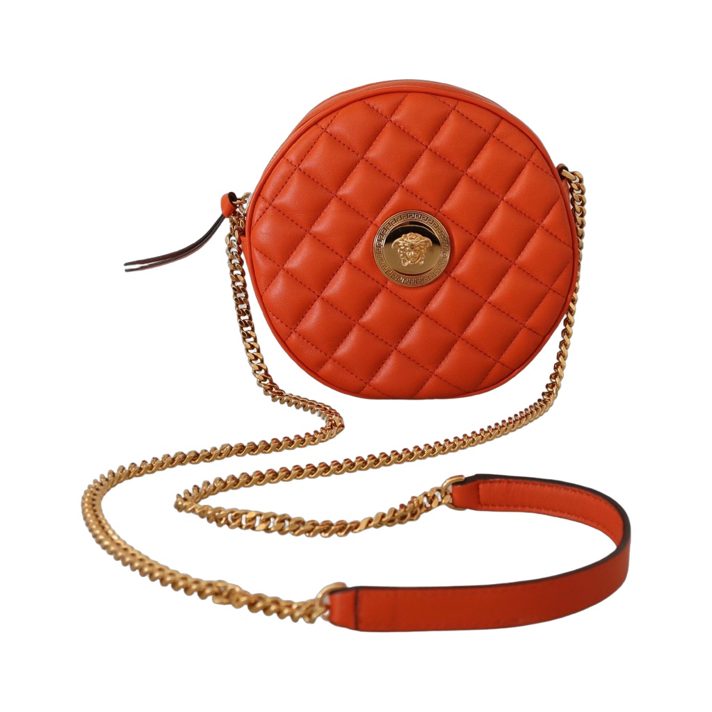 Elegant Round Nappa Leather Crossbody Bag