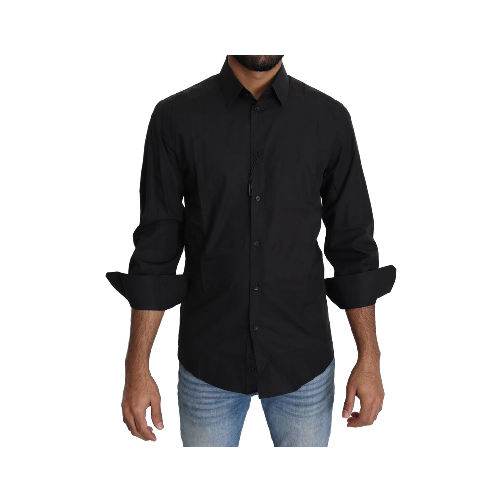 Elegant Black Slim Fit Dress Shirt