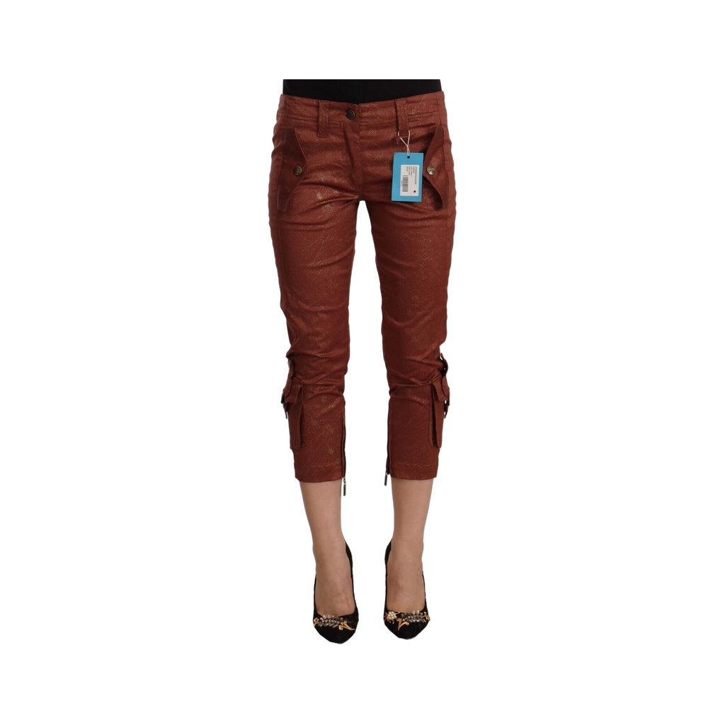 Elegant Cropped Mid Waist Cotton Pants