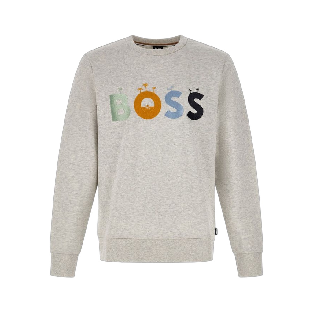 Elegant Grey Round Neck Cotton Sweatshirt