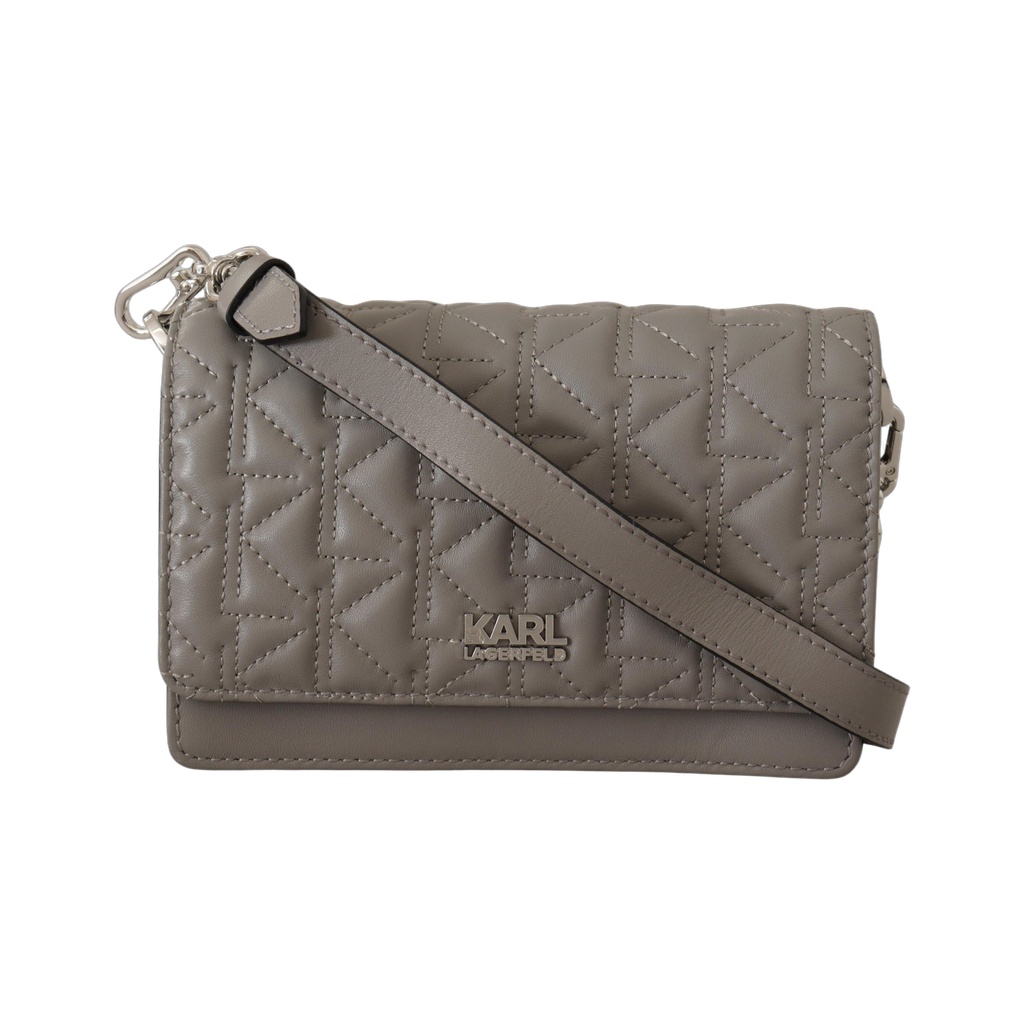 Elegant Grey Leather Crossbody Bag
